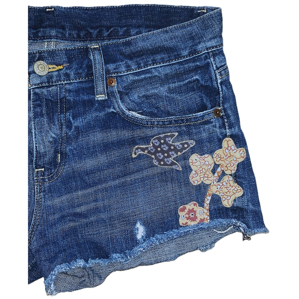 RALPH LAUREN Distressed Floral Patchwork Jean Shorts Denim Supply Boyfriend 27w - Picture 7 of 14